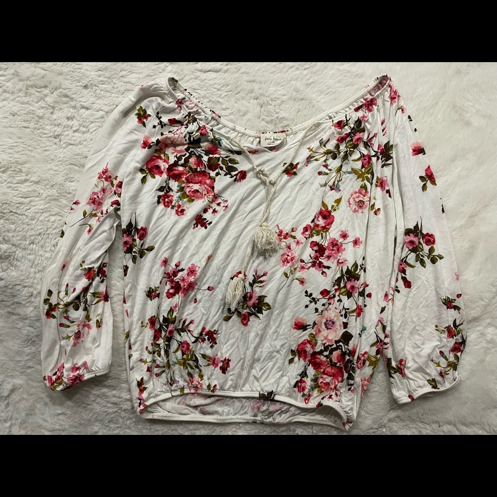 Long sleeve white flower shirt